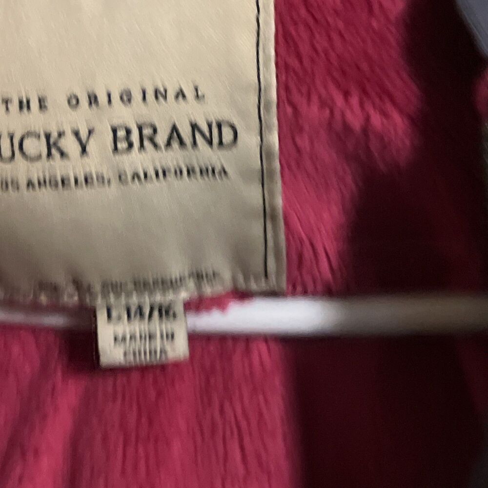 Vintage Y2K Lucky Brand Chain Stitch Flower Full Zip Blue Hoodie - Girls L 14/16 - Picture 6 of 7
